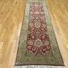 3′ x 10′ India Tabriz Design Handmade Hall Runner Rug – Burgundy & Sage Floral