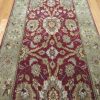 3′ x 10′ India Tabriz Design Handmade Hall Runner Rug – Burgundy & Sage Floral