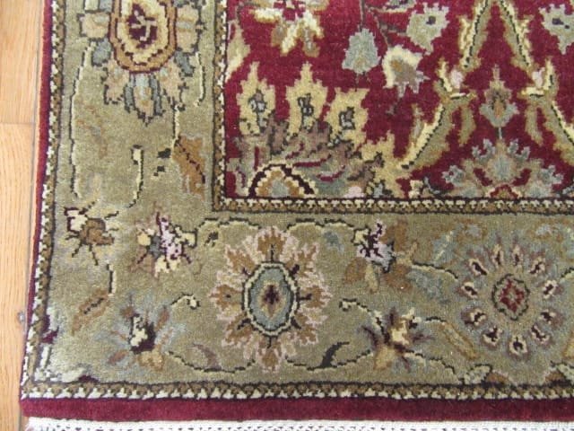 3′ x 10′ India Tabriz Design Handmade Hall Runner Rug – Burgundy & Sage Floral