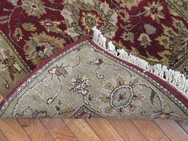 3′ x 10′ India Tabriz Design Handmade Hall Runner Rug – Burgundy & Sage Floral
