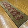3′ x 10′ India Tabriz Design Handmade Hall Runner Rug – Burgundy & Sage Floral
