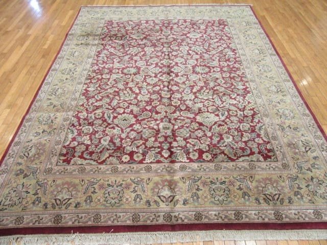 8′ x 10′ Indian Red Oriental Rug Traditional Wool