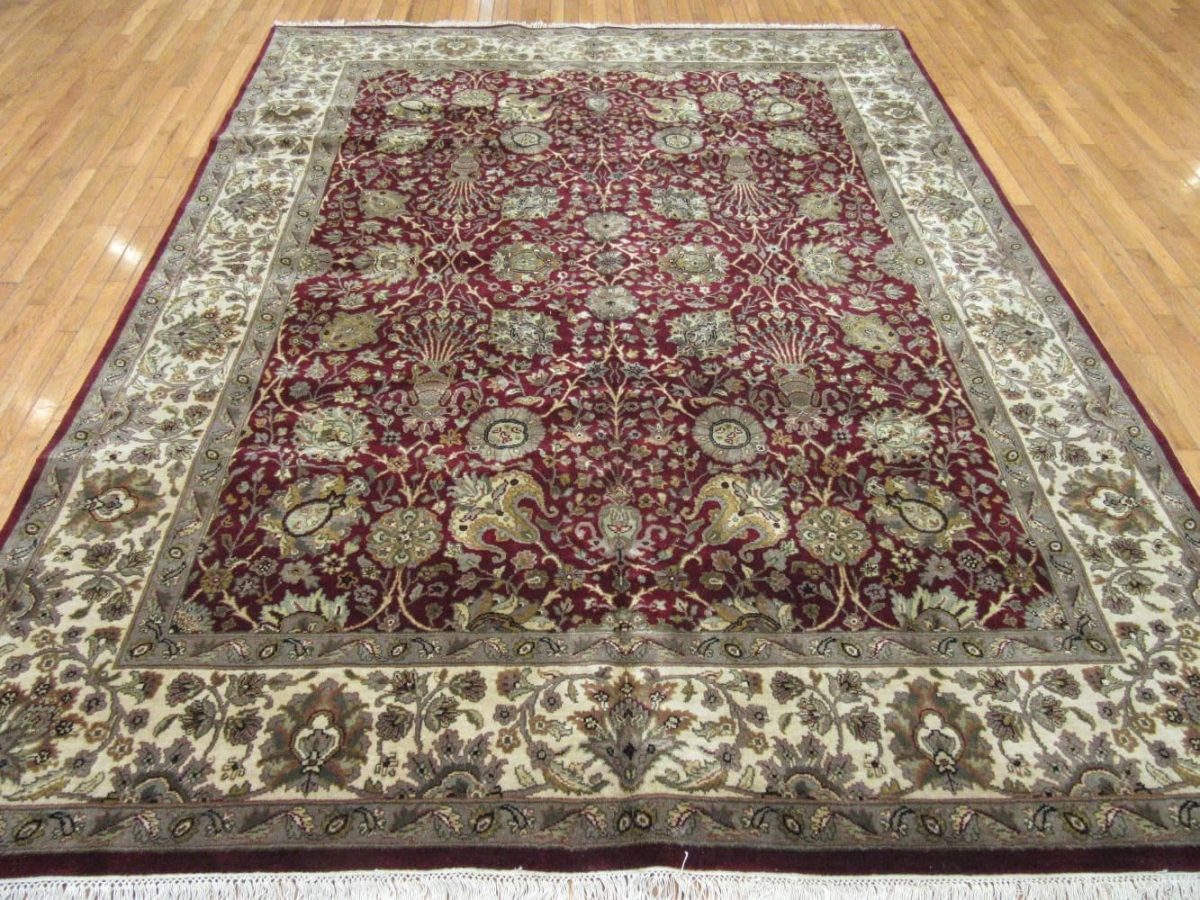 8′ x 10′ Indian Brown Oriental Rug Traditional Wool