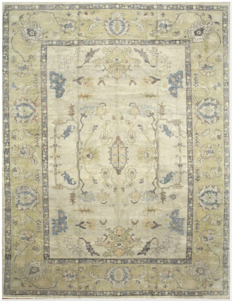 11′ x 15′ Beige Fine Hand-Knotted Turkish Oushak Rug – Transitional Wool