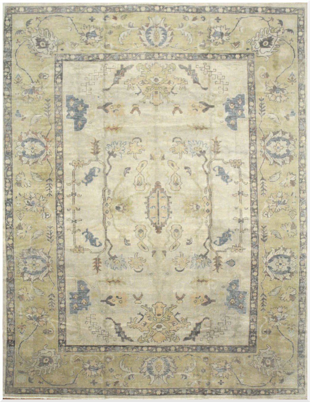 11′ x 15′ Beige Fine Hand-Knotted Turkish Oushak Rug – Transitional Wool