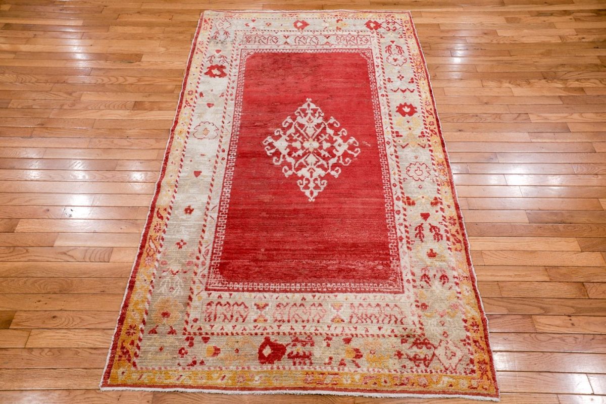 4′ x 6′ Coral Fine Hand-Knotted Turkish Oushak Rug – Traditional Wool