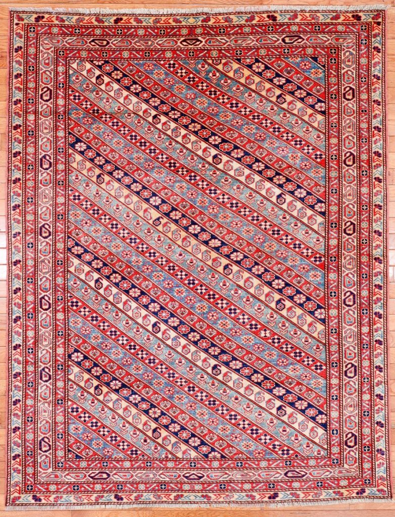 4′ x 6′ Terracotta Fine Hand-Knotted Pakistan Shirvan Rug – Traditional Wool