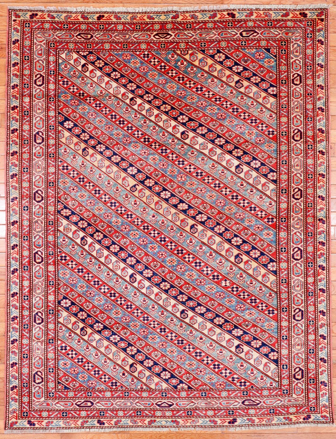 4′ x 6′ Terracotta Fine Hand-Knotted Pakistan Shirvan Rug – Traditional Wool