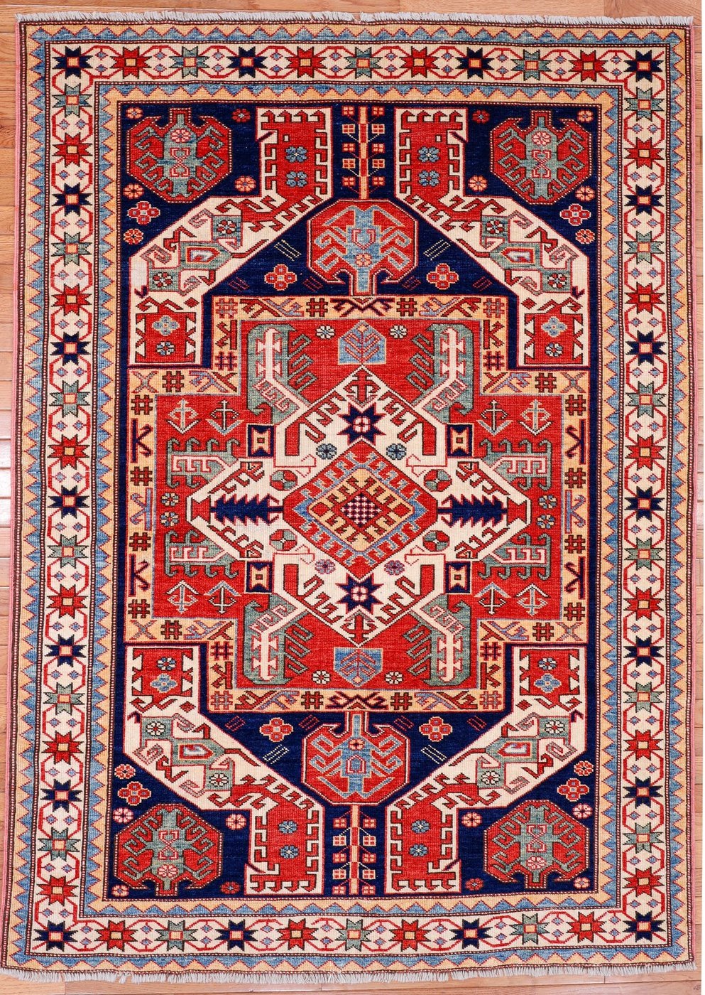 4′ x 6′ Terracotta Fine Hand-Knotted Pakistan Shirvan Rug – Traditional Wool