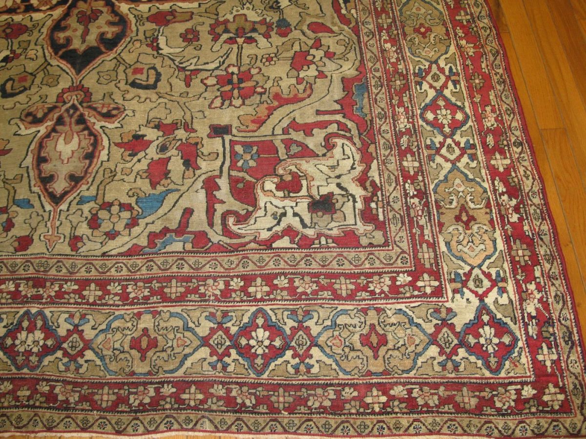 7′ x 9′ Antique Muted Sage and Terracotta Hand-Knotted Persian Lavar Kerman Rug – Investment Grade Wool