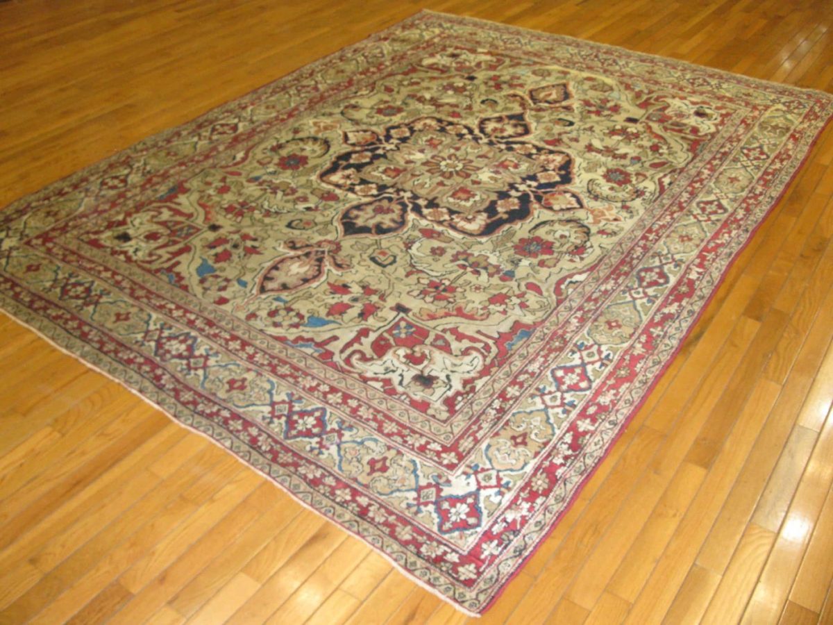 7′ x 9′ Antique Muted Sage and Terracotta Hand-Knotted Persian Lavar Kerman Rug – Investment Grade Wool