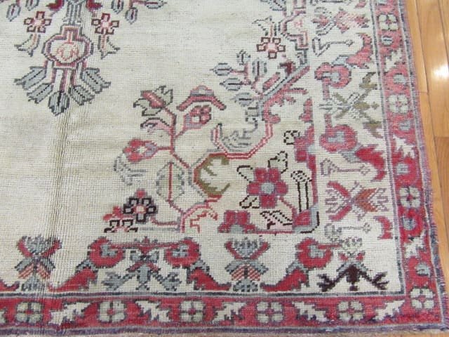 5′ x 10′ Turkish Ivory Red Vintage Rug Traditional Wool