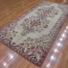 5′ x 10′ Turkish Ivory Red Vintage Rug Traditional Wool