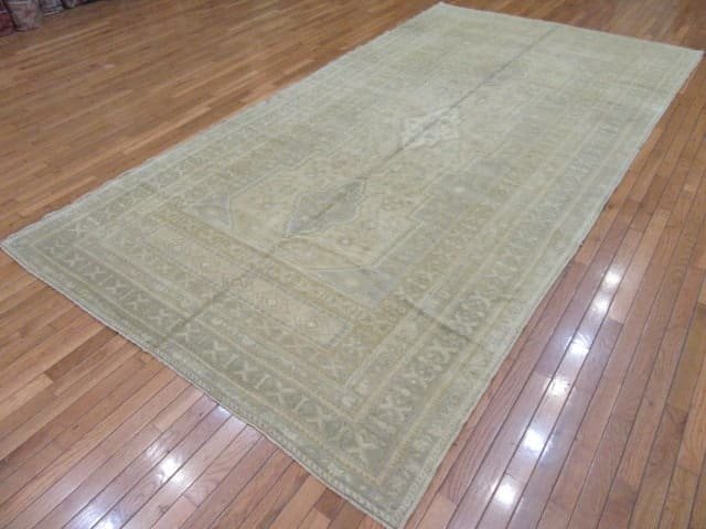 6′ x 12′ Turkish Ivory Blue Vintage Rug Transitional Wool