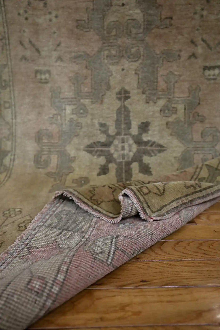 4′ x 13′ Beige Fine Hand-Knotted Vintage Turkish Oushak Runner – Traditional Wool