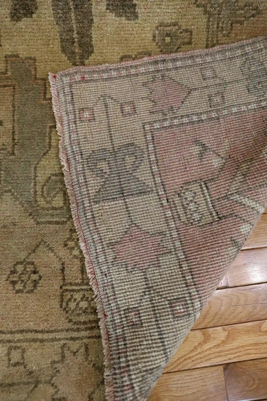 4′ x 13′ Beige Fine Hand-Knotted Vintage Turkish Oushak Runner – Traditional Wool