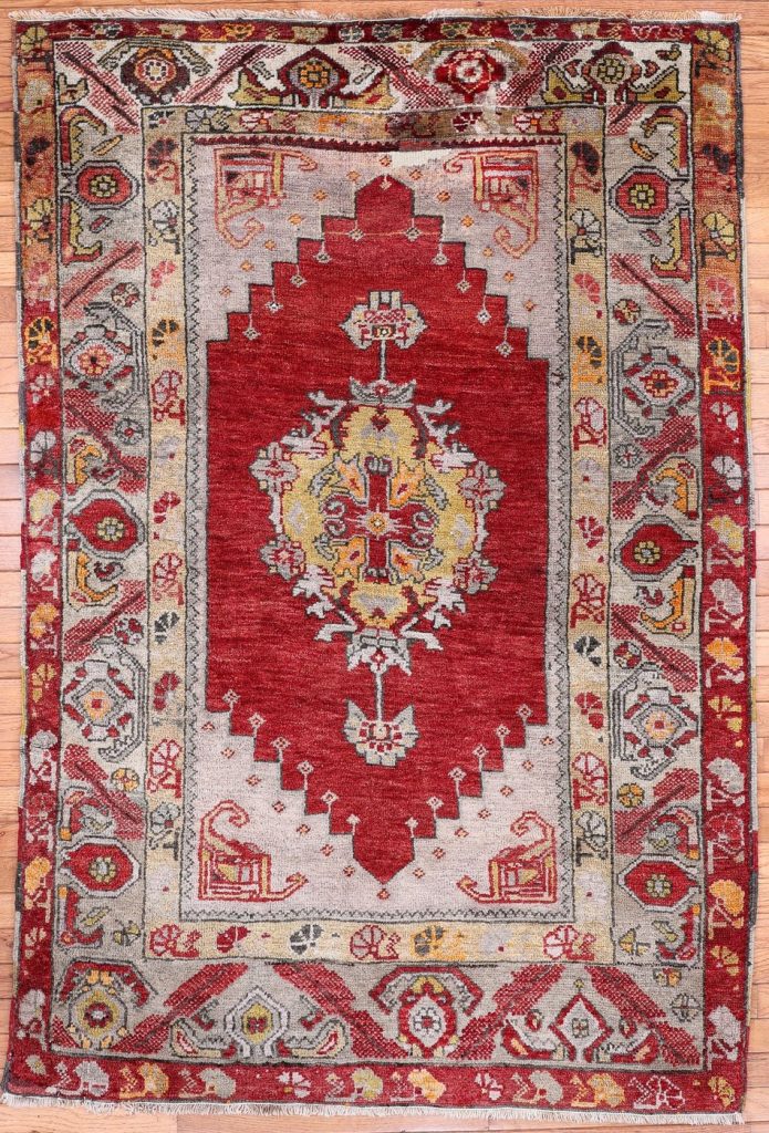 4′ x 6′ Red Fine Hand-Knotted Turkish Oushak Rug – Traditional Wool