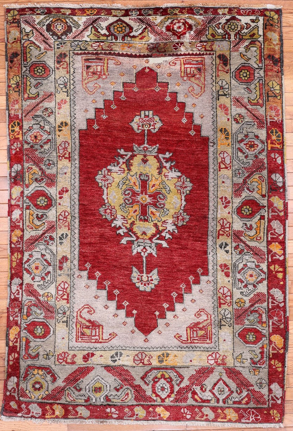4′ x 6′ Red Fine Hand-Knotted Turkish Oushak Rug – Traditional Wool