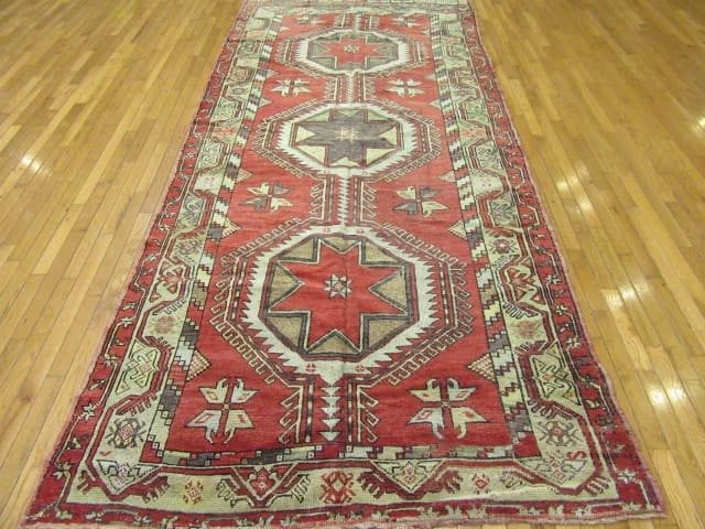 5′ x 12′ Vintage Turkish Oushak Red Tribal Rug Hand Knotted Wool
