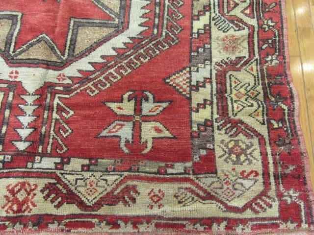 5′ x 12′ Vintage Turkish Oushak Red Tribal Rug Hand Knotted Wool