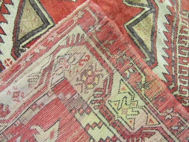 5′ x 12′ Vintage Turkish Oushak Red Tribal Rug Hand Knotted Wool