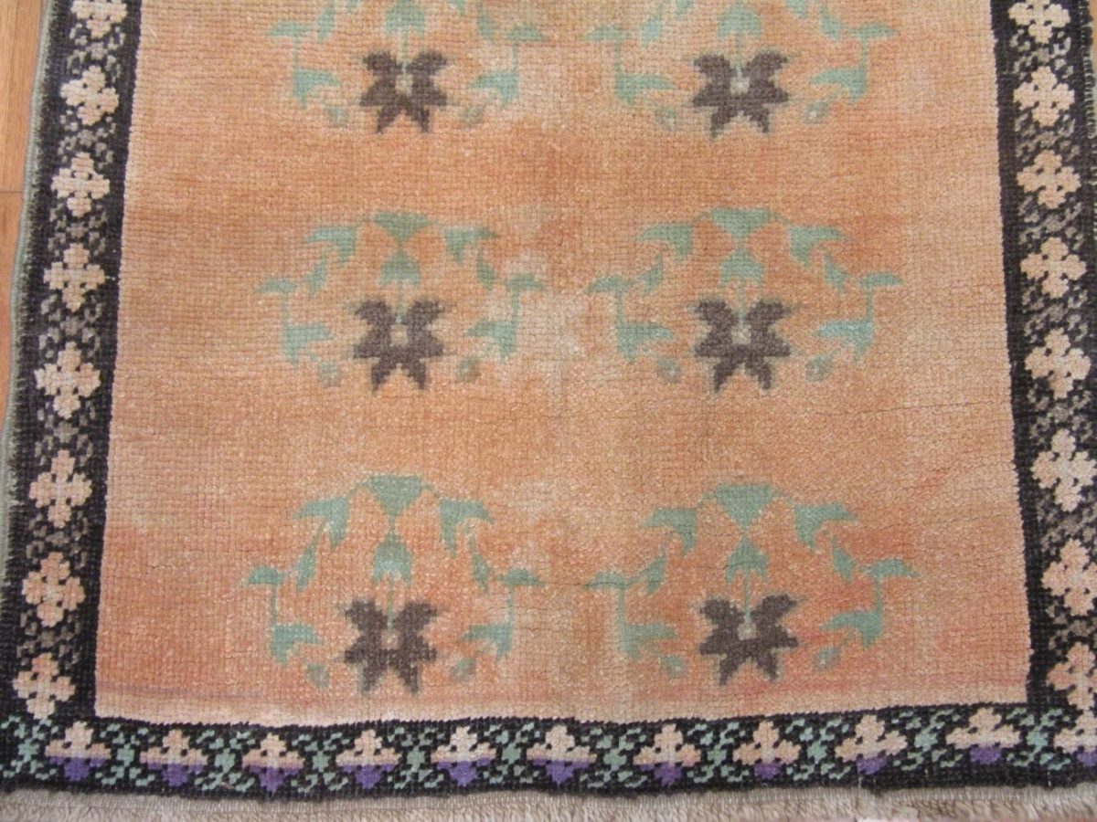 3′ x 10′ Turkish Gold Blue Transitional Runner Hand Knotted Wool