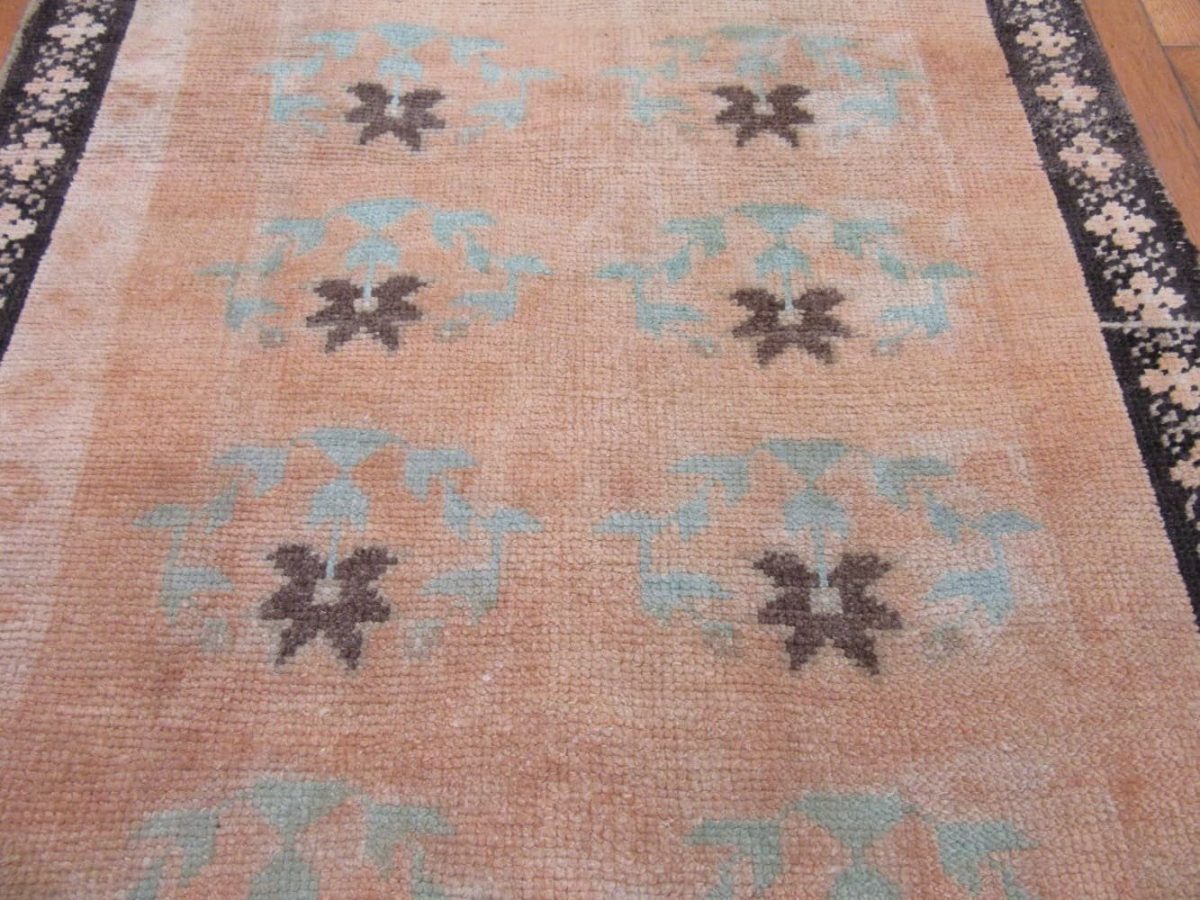 3′ x 10′ Turkish Gold Blue Transitional Runner Hand Knotted Wool