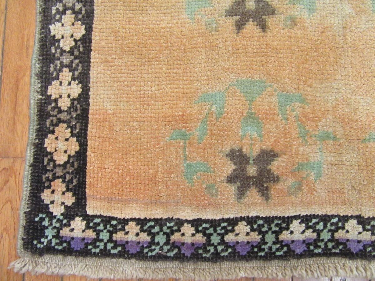 3′ x 10′ Turkish Gold Blue Transitional Runner Hand Knotted Wool