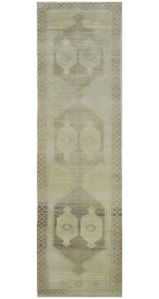 3′ x 12′ Beige Fine Hand-Knotted Turkish Vintage Runner Rug – Transitional Wool