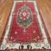 5′ x 9′ Turkish Oushak Red Charcoal Vintage Runner Hand Knotted Wool