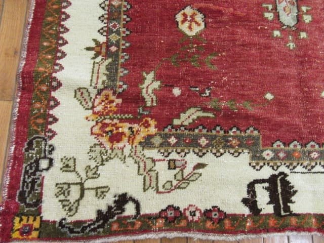 5′ x 9′ Turkish Oushak Red Charcoal Vintage Runner Hand Knotted Wool