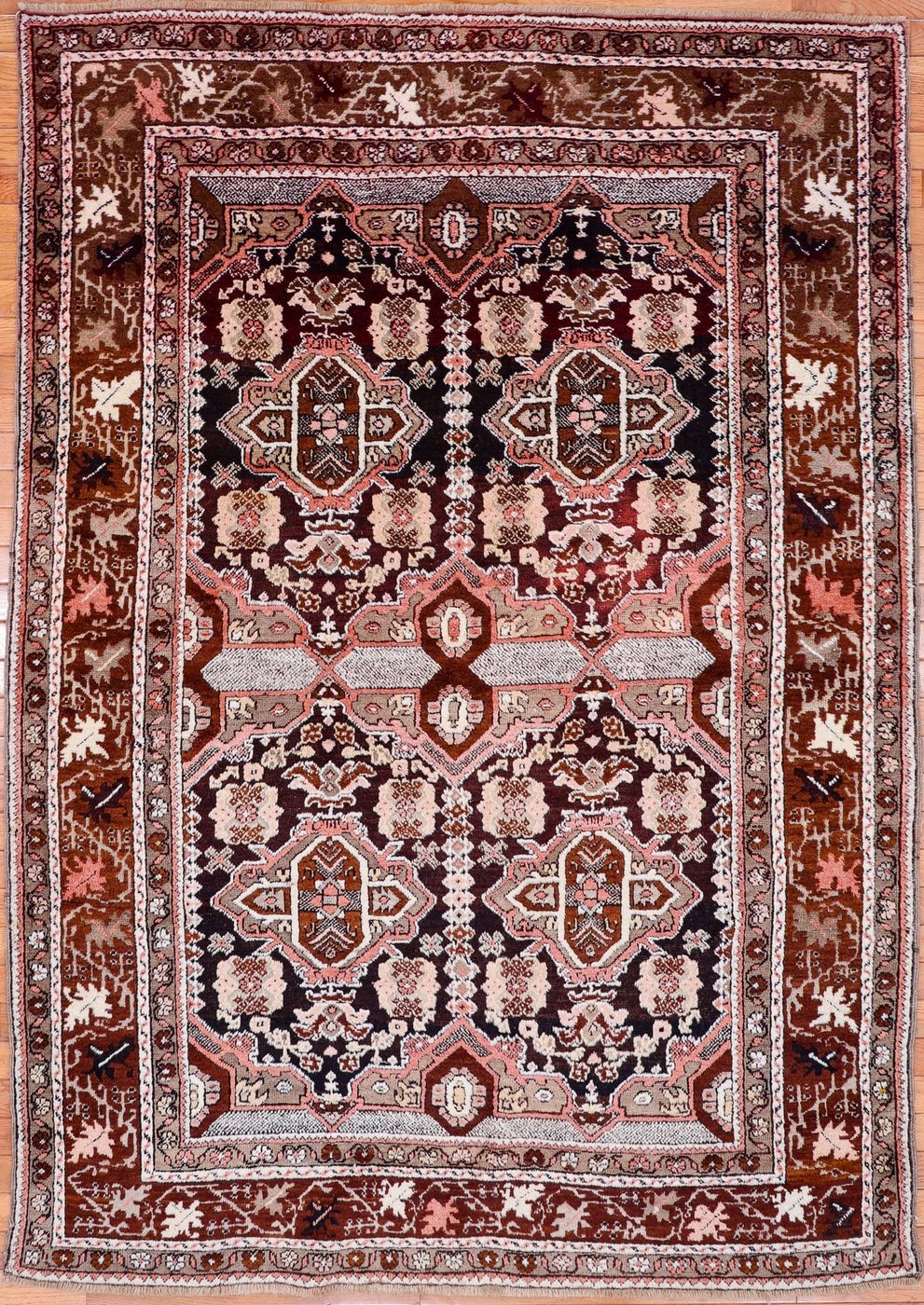 4’6” x 6’3” Walnut Brown Hand-Knotted Semi-Antique Turkish Oushak Rug – Traditional Wool