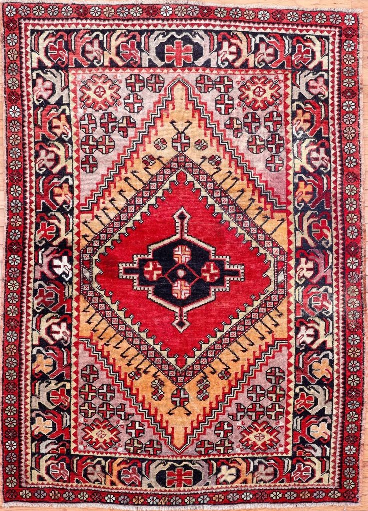 4′ x 5′ Red Fine Hand-Knotted Turkish Oushak Rug – Traditional Wool 4′ x 5′ Red Fine Hand-Knotted Turkish Oushak Rug – Traditional Wool