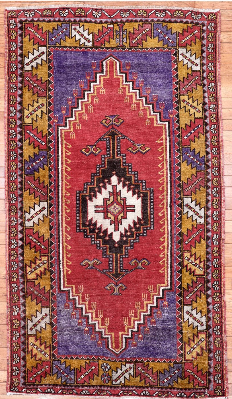 4′ x 7′ Red Fine Hand-Knotted Turkish Oushak Rug – Traditional Wool