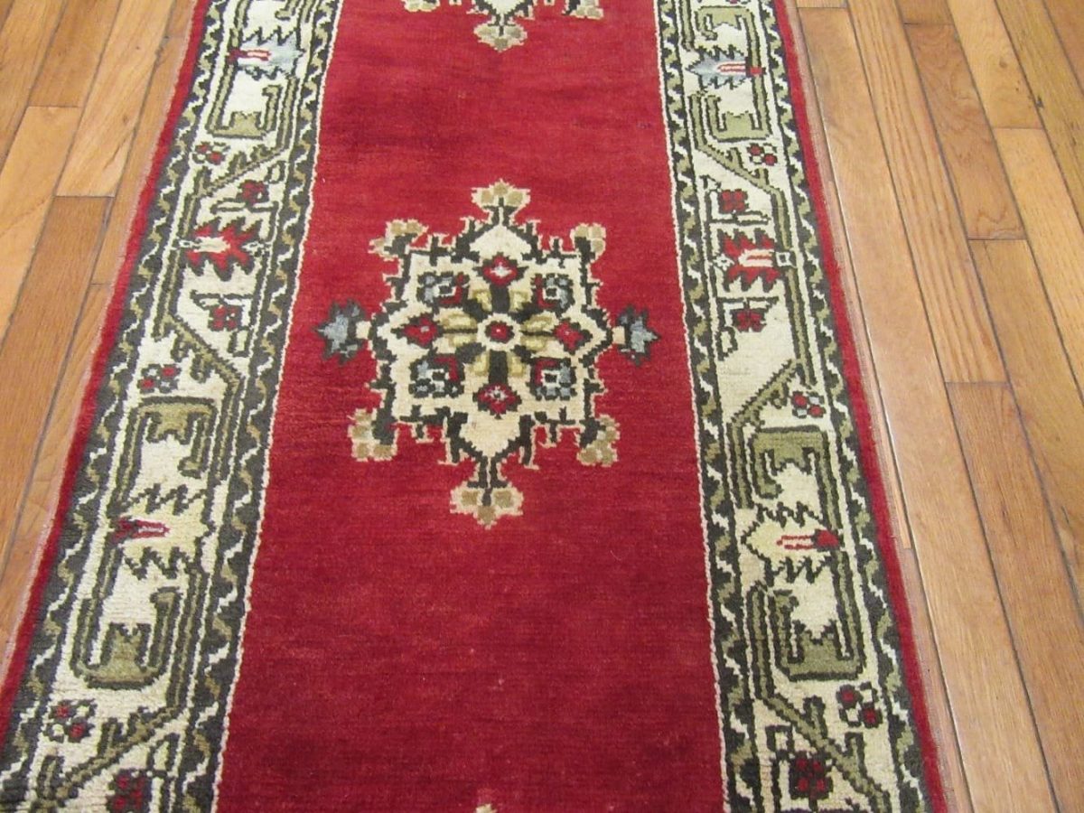 2′ x 10′ Vintage Turkish Oushak Red Runner Traditional Wool