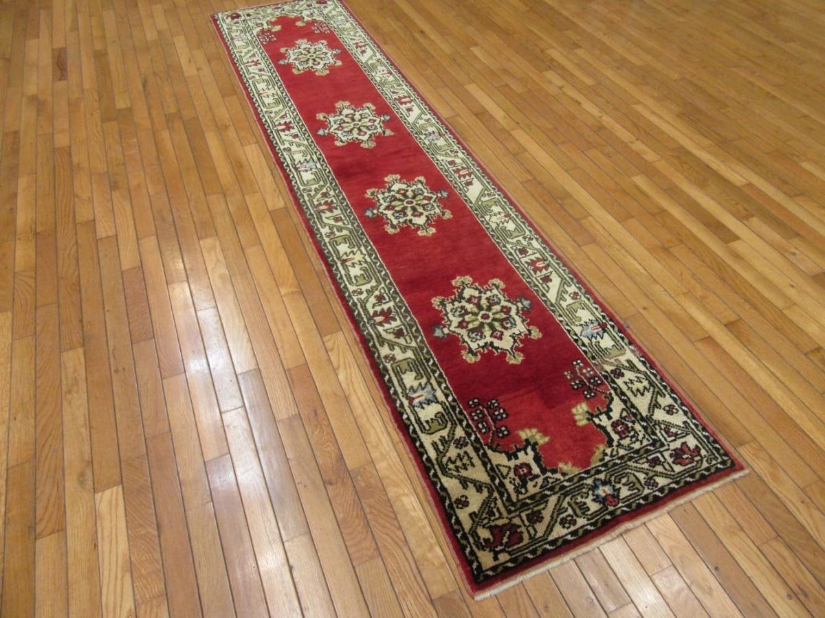 2′ x 10′ Vintage Turkish Oushak Red Runner Traditional Wool