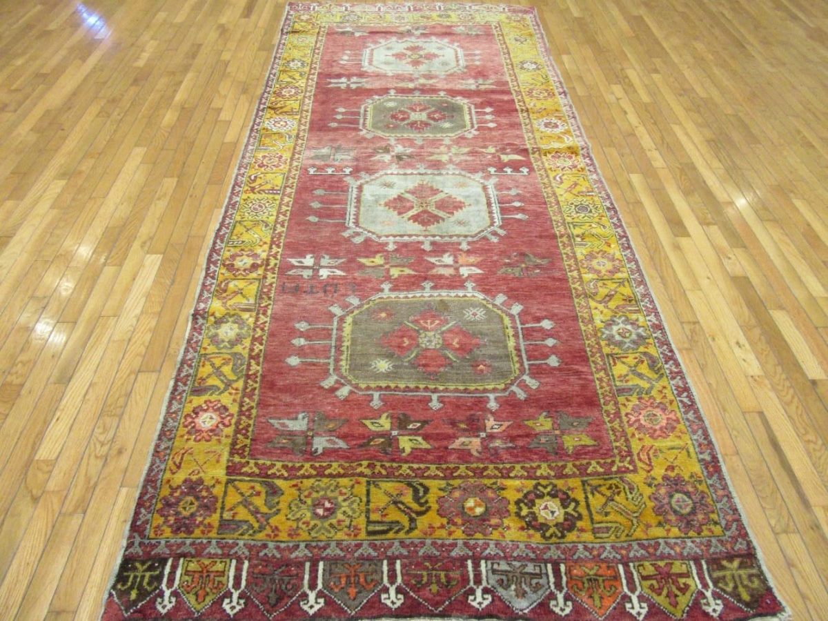 5′ x 11′ Turkish Oushak Red Vintage Rug Transitional Wool