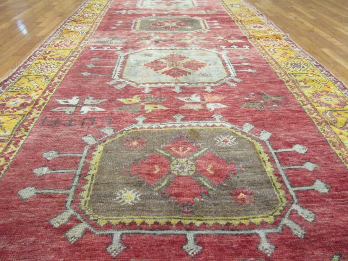 5′ x 11′ Turkish Oushak Red Vintage Rug Transitional Wool