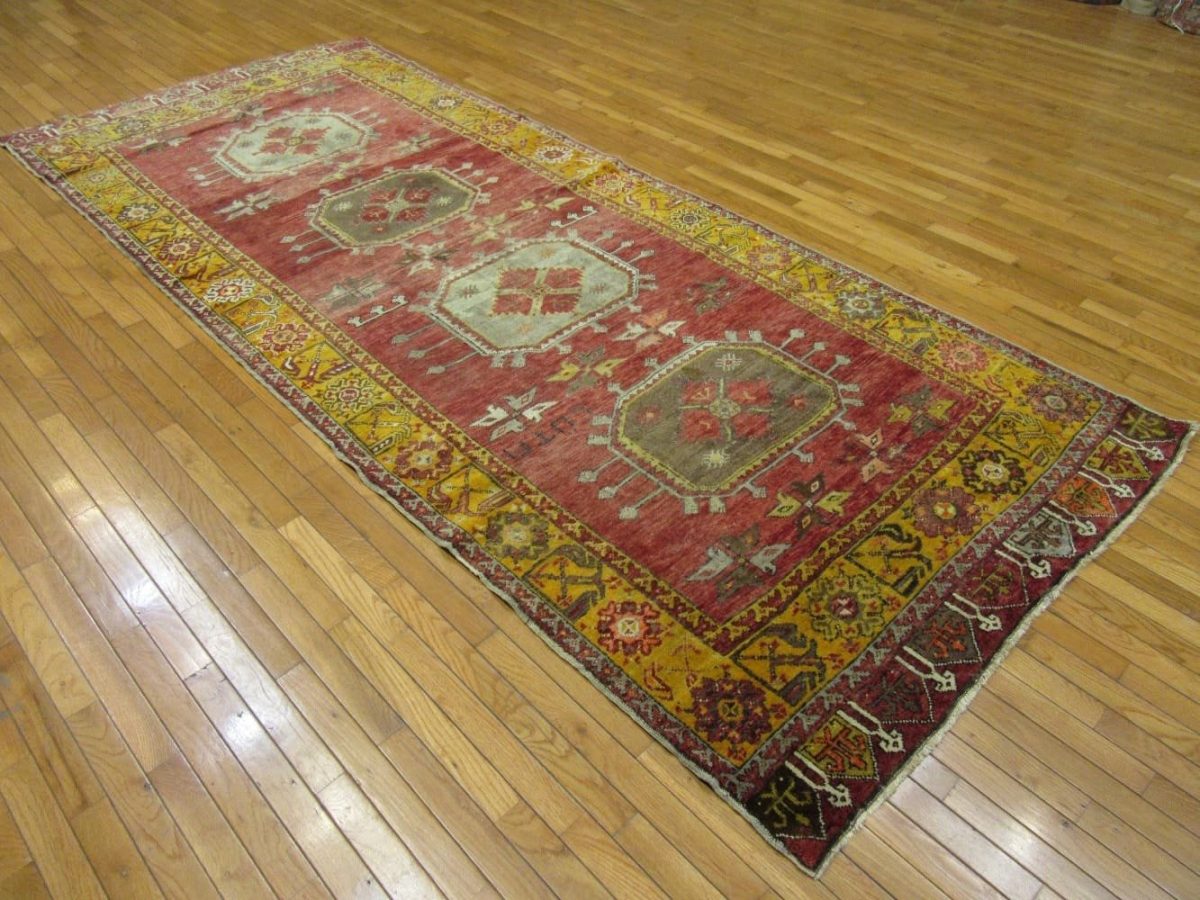 5′ x 11′ Turkish Oushak Red Vintage Rug Transitional Wool