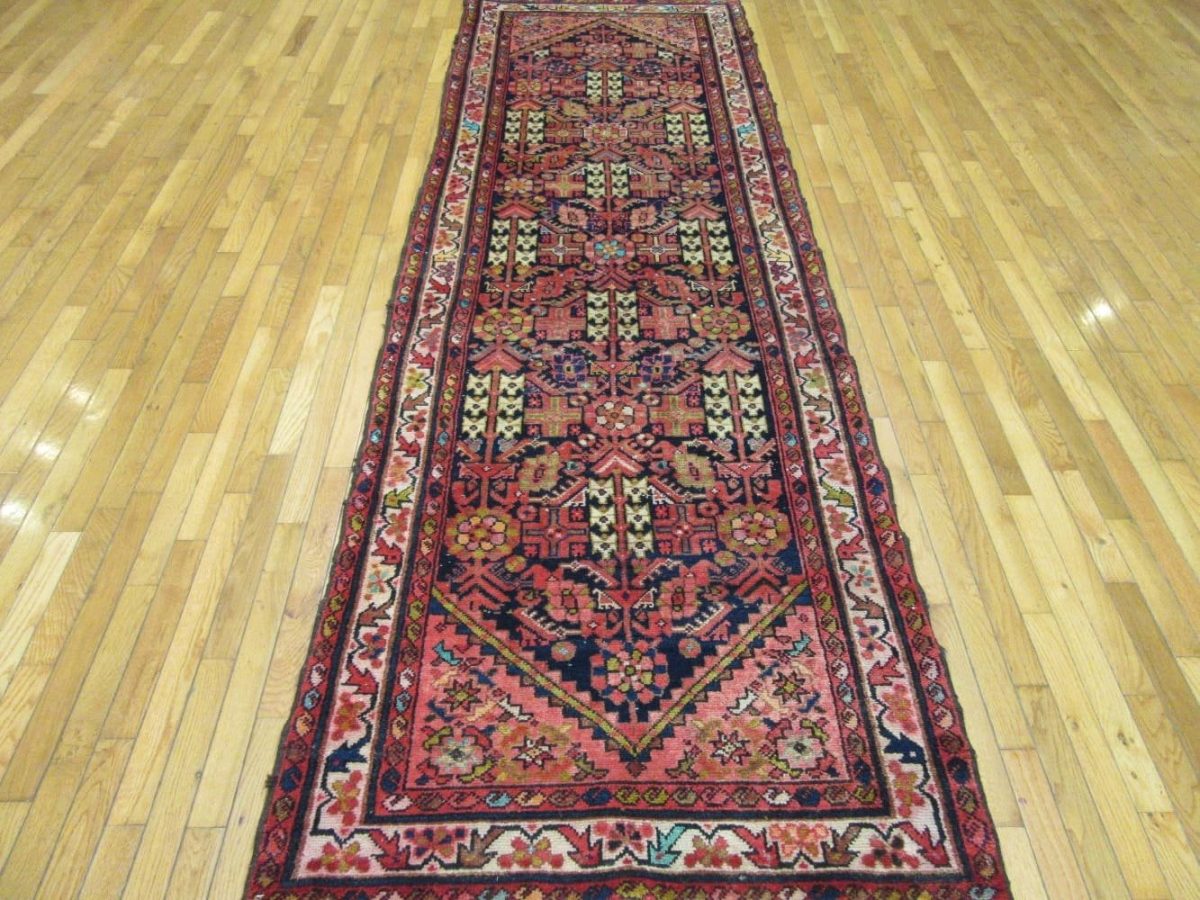 4′ x 11′ Semi Antique Persian Malayer Red Runner Rug Traditional Wool
