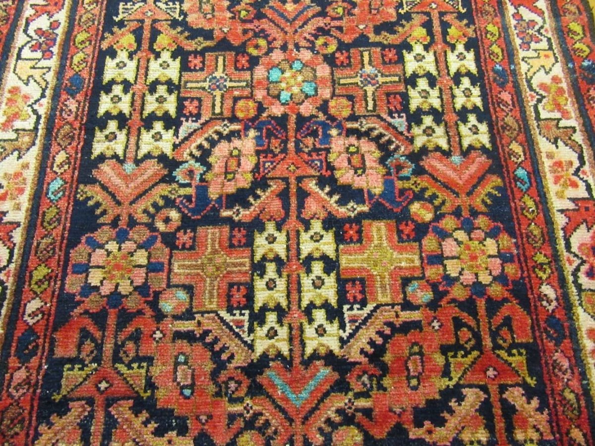 4′ x 11′ Semi Antique Persian Malayer Red Runner Rug Traditional Wool