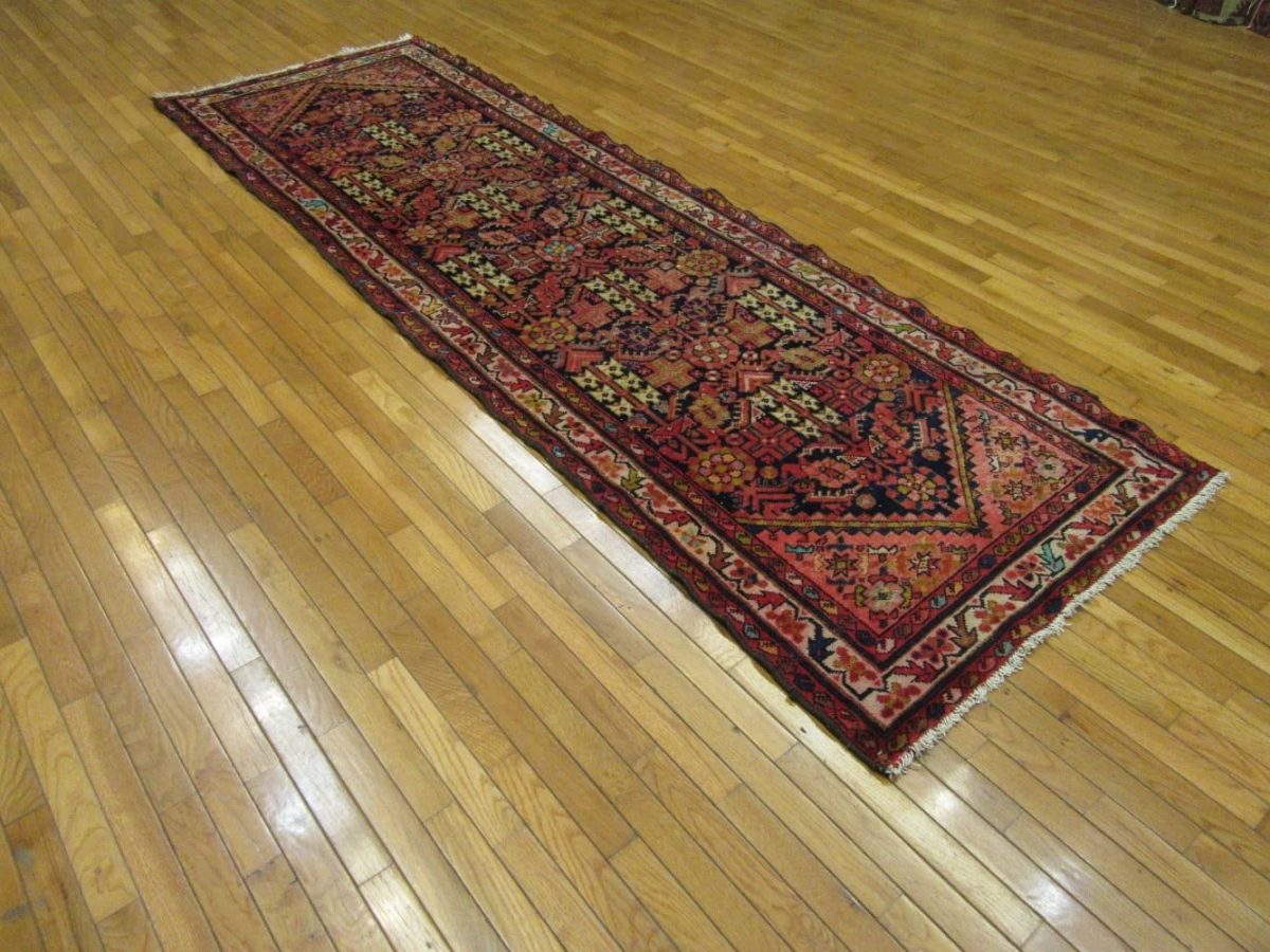 4′ x 11′ Semi Antique Persian Malayer Red Runner Rug Traditional Wool