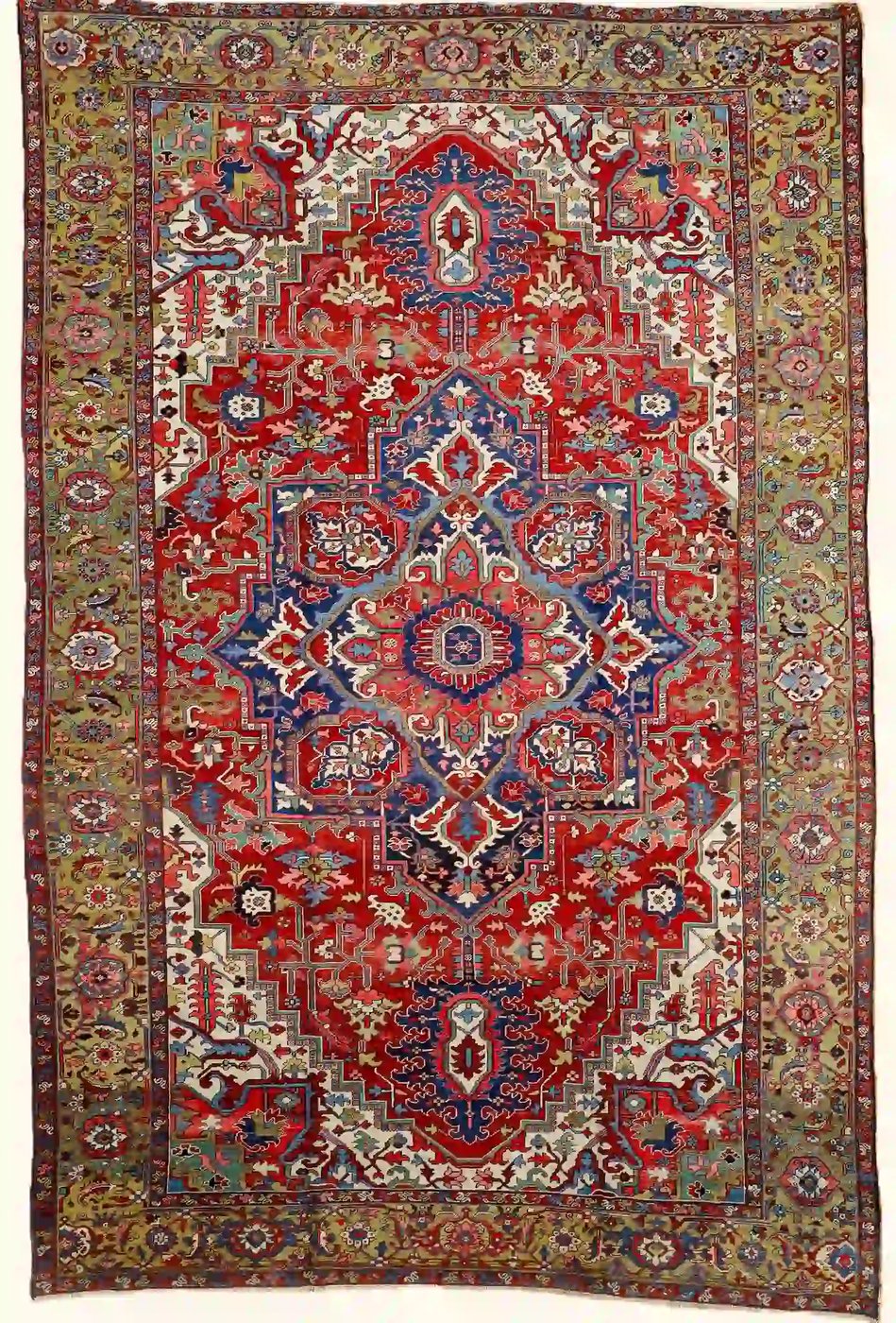 11′ x 17′ Red Fine Hand-Knotted Antique Persian Serapi – Traditional Wool