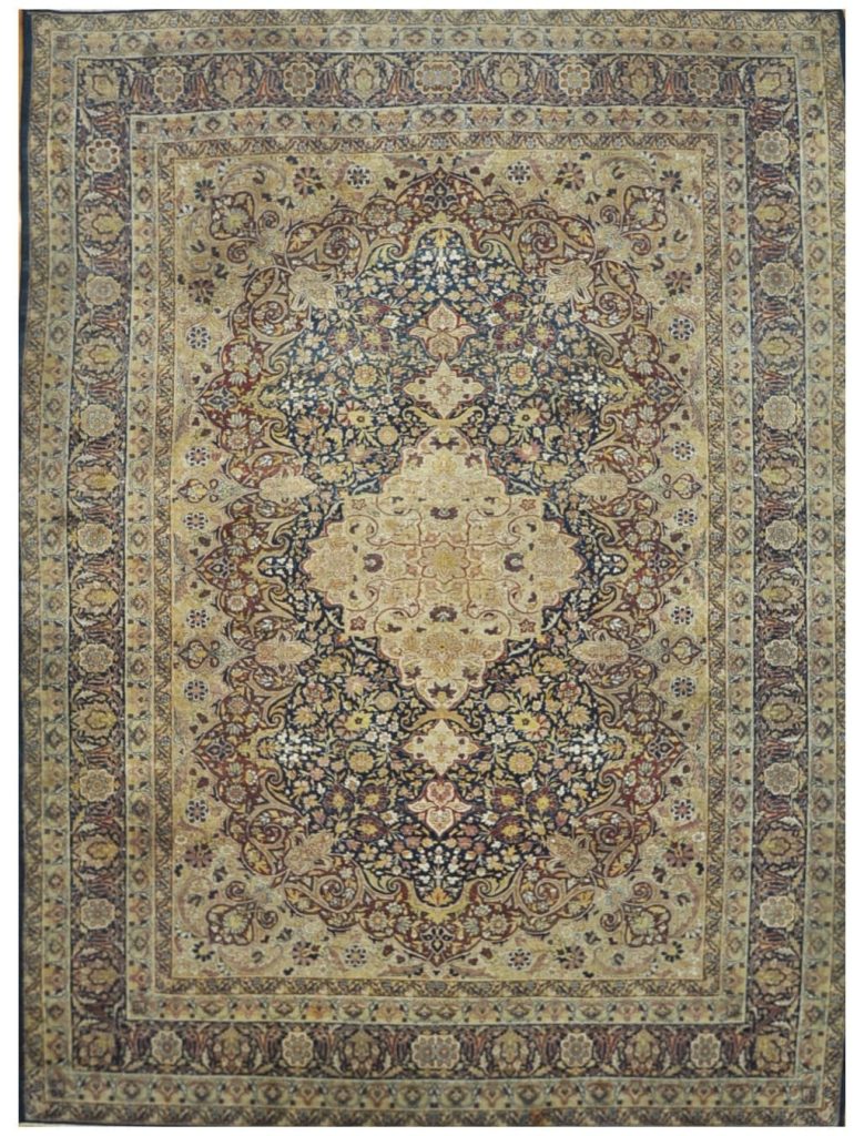10′ x 15′ Navy Fine Hand-Knotted Persian Lavar Kerman Rug – Traditional Wool
