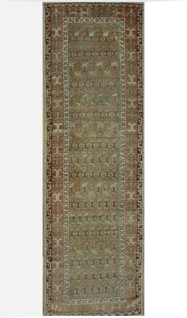 3′ x 11′ Green Fine Hand-Knotted Anatolian Turkish Runner – Vintage Wool