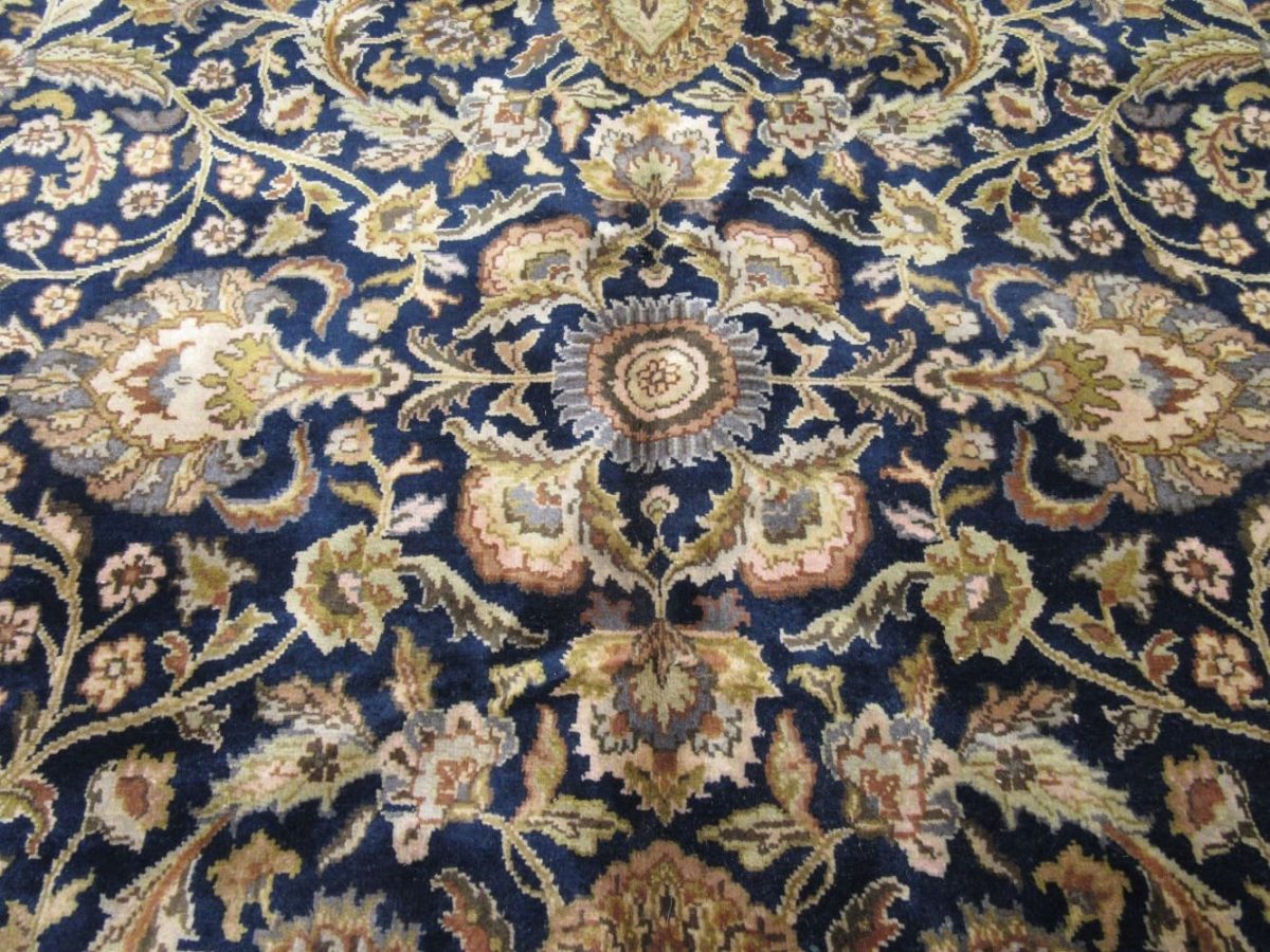 9′ x 12′ Indian Navy Gold Oriental Rug Traditional Wool