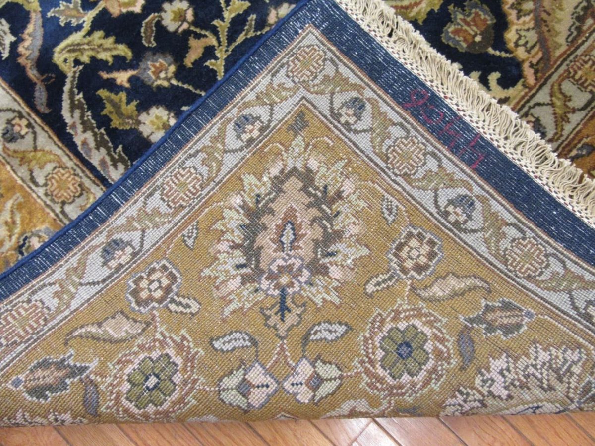 9′ x 12′ Indian Navy Gold Oriental Rug Traditional Wool