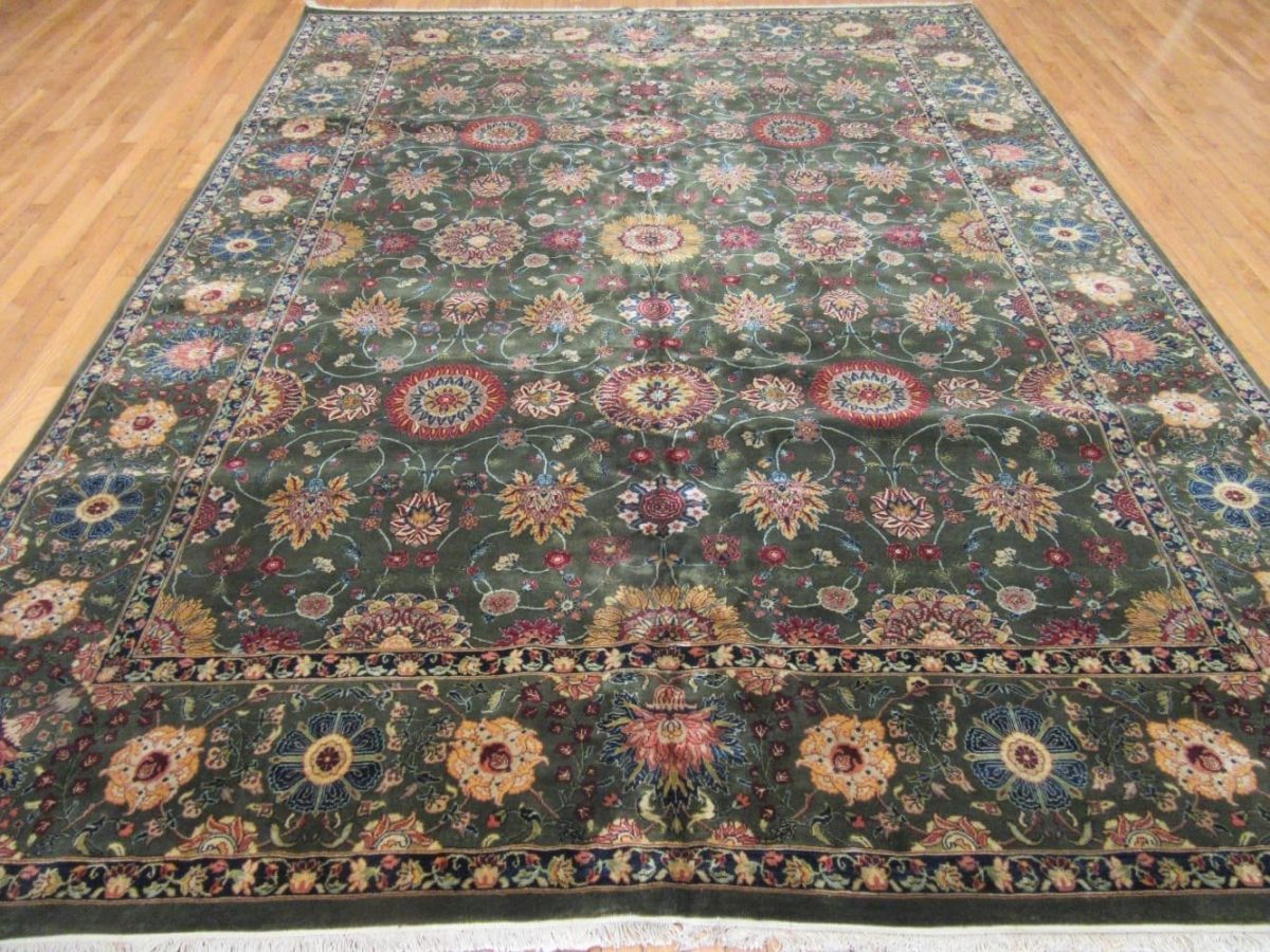 9′ x 12′ Traditional Indian Tabriz Design Handmade Oriental Rug