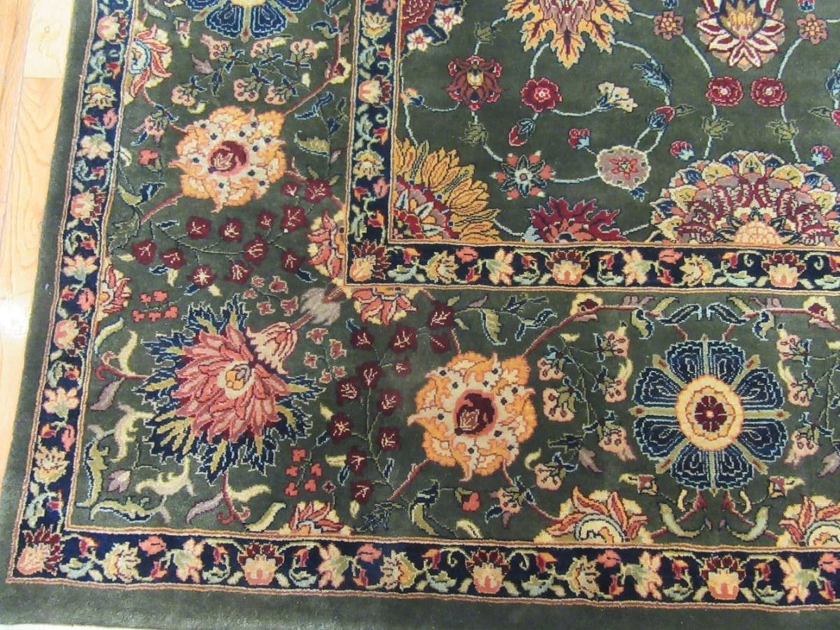 9′ x 12′ Traditional Indian Tabriz Design Handmade Oriental Rug