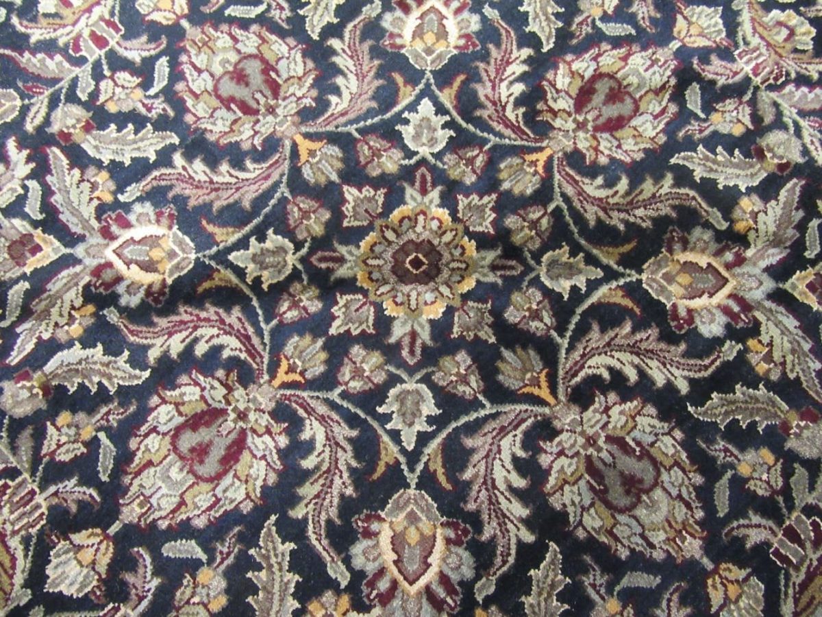 10′ x 10′ Indian Round Handmade Oriental Rug Dark Floral